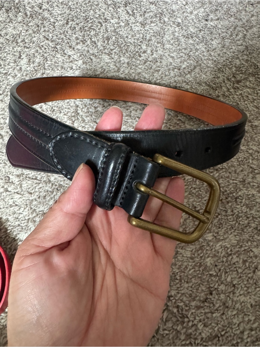 Coach small womens Black Leather Belt with Brass Buckle 30”